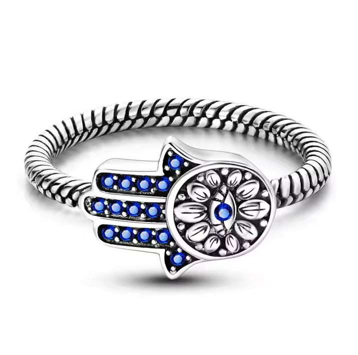 MULA Silver Plated Guardian Palm Ring for Engagement Anniversary Party or Gift Giving Featuring Zircon Alloy Material