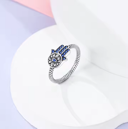 MULA Silver Plated Guardian Palm Ring for Engagement Anniversary Party or Gift Giving Featuring Zircon Alloy Material