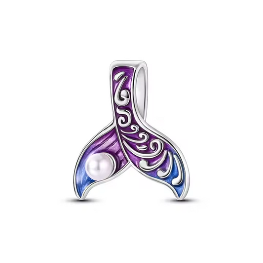 MULA 925 Sterling Silver Colorful Dripping Oil Pearl Mermaid Tail Beads With Zircon Fashion Jewelry for Women's Gift Fit Bracelet